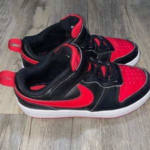 Boys size 13C red and black Nike shoes